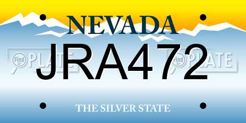 JRA472 Nevada License Plate