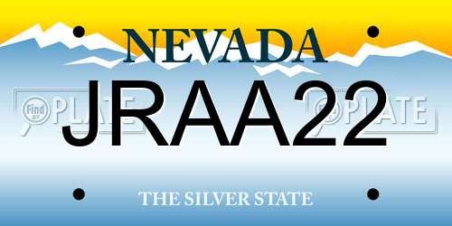 JRAA22 Nevada License Plate