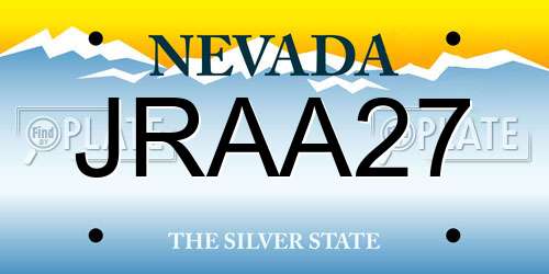 JRAA27 Nevada License Plate
