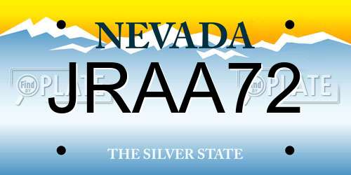 JRAA72 Nevada License Plate