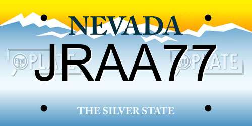 JRAA77 Nevada License Plate