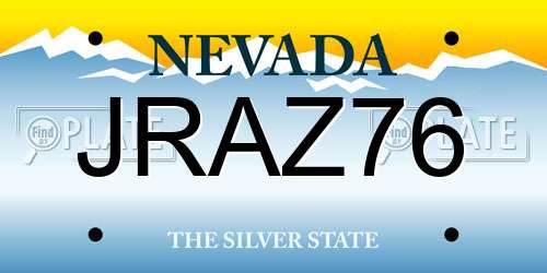 JRAZ76 Nevada License Plate