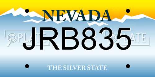 JRB835 Nevada License Plate