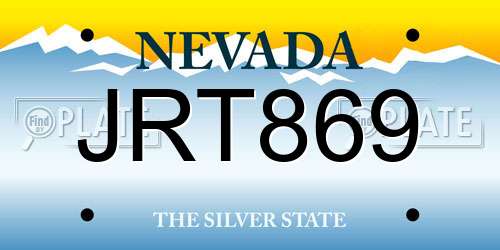 JRT869 Nevada License Plate