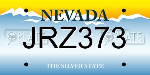 JRZ373 Nevada License Plate