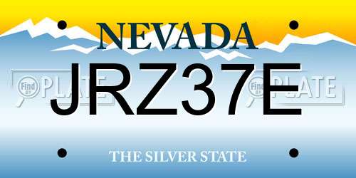 JRZ37E Nevada License Plate