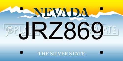 JRZ869 Nevada License Plate