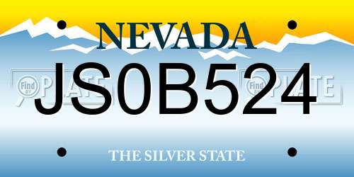 JS0B524 Nevada License Plate