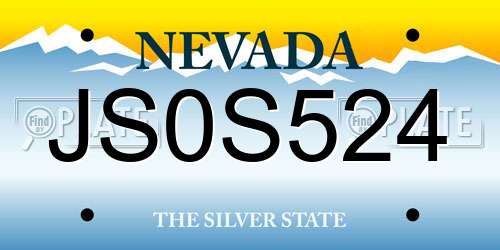 JS0S524 Nevada License Plate