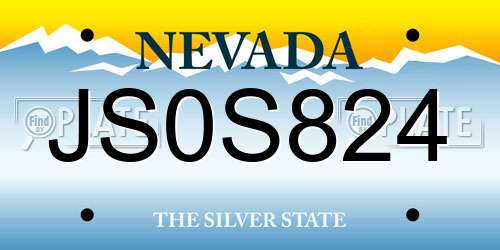 JS0S824 Nevada License Plate