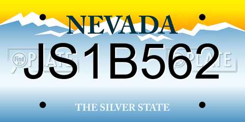 JS1B562 Nevada License Plate