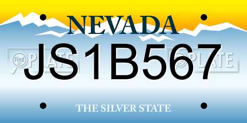 JS1B567 Nevada License Plate