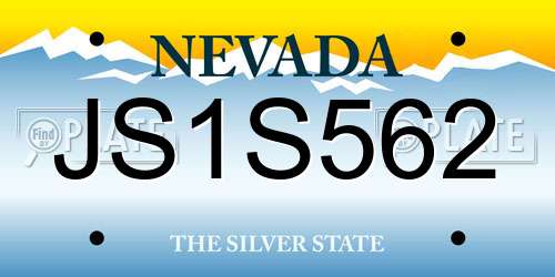 JS1S562 Nevada License Plate