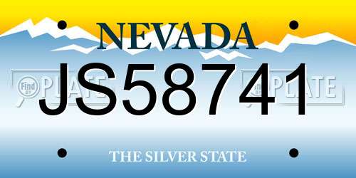 JS58741 Nevada License Plate