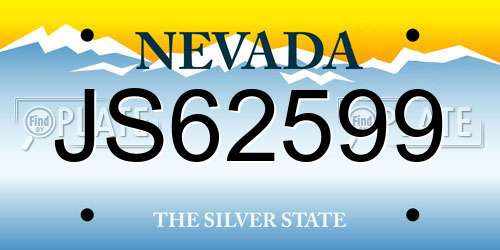 JS62599 Nevada License Plate