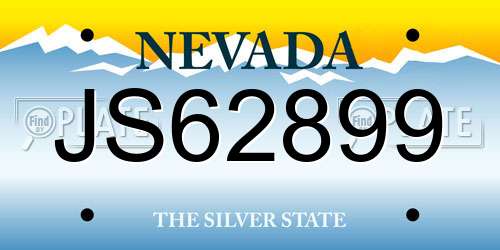JS62899 Nevada License Plate