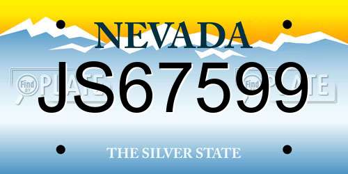 JS67599 Nevada License Plate