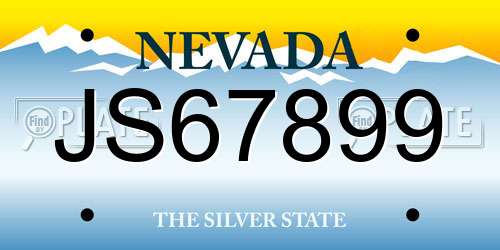JS67899 Nevada License Plate
