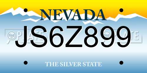 JS6Z899 Nevada License Plate