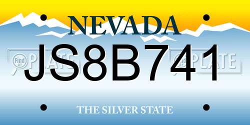 JS8B741 Nevada License Plate