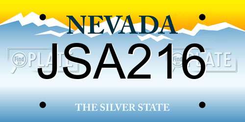 JSA216 Nevada License Plate