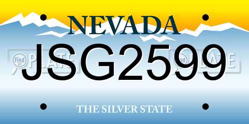 JSG2599 Nevada License Plate