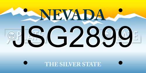 JSG2899 Nevada License Plate