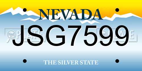 JSG7599 Nevada License Plate