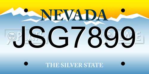 JSG7899 Nevada License Plate