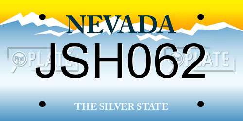 JSH062 Nevada License Plate