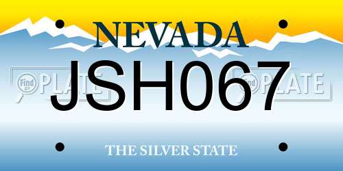JSH067 Nevada License Plate