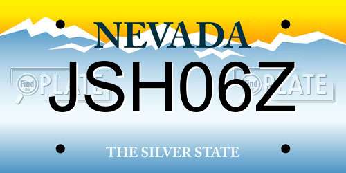 JSH06Z Nevada License Plate