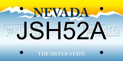 JSH52A Nevada License Plate