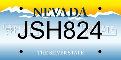 JSH824 Nevada License Plate