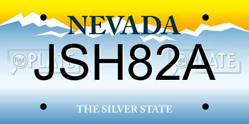 JSH82A Nevada License Plate