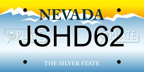 JSHD62 Nevada License Plate