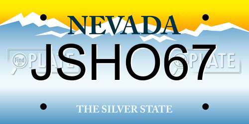 JSHO67 Nevada License Plate
