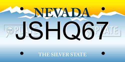 JSHQ67 Nevada License Plate