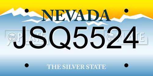 JSQ5524 Nevada License Plate