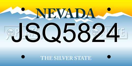 JSQ5824 Nevada License Plate