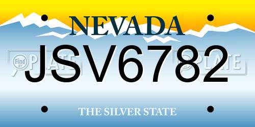 JSV6782 Nevada License Plate