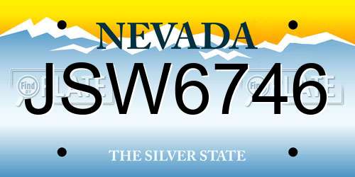 JSW6746 Nevada License Plate
