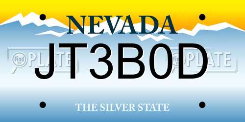 JT3B0D Nevada License Plate
