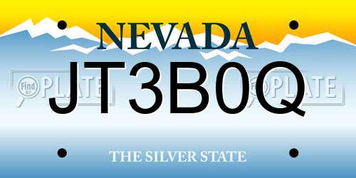 JT3B0Q Nevada License Plate
