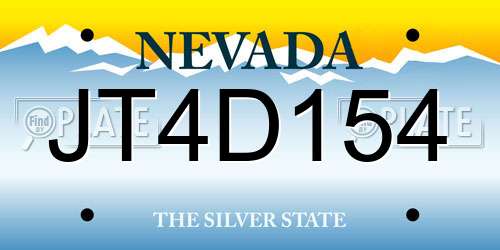JT4D154 Nevada License Plate
