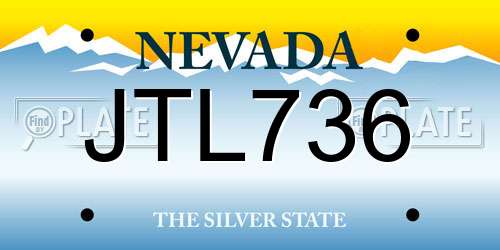 JTL736 Nevada License Plate