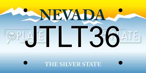JTLT36 Nevada License Plate