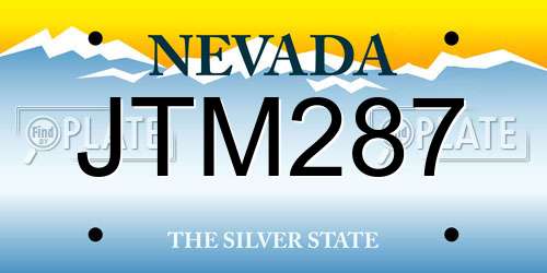 JTM287 Nevada License Plate