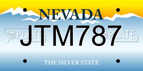 JTM787 Nevada License Plate