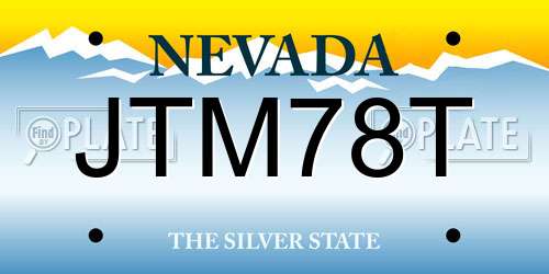 JTM78T Nevada License Plate